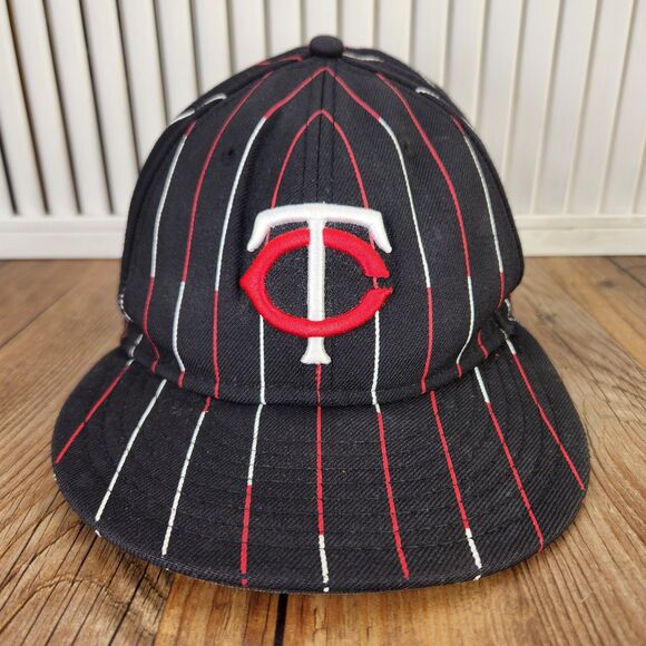 Minnesota Twins New Era Fits 59fifty 7 1/4" Hat Cap Black Red Pinstripe Wool MLB - Picture 2 of 10